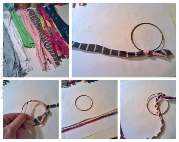 T-shirt Bracelets: cut your old t-shirts into strips for this fun