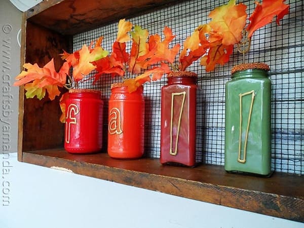 Paint Coated Jar Vases for Fall - CraftsbyAmanda.com