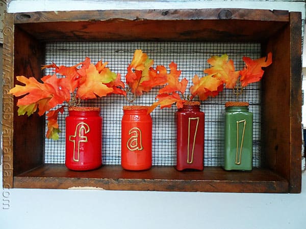 Paint Coated Jar Vases for Fall - CraftsbyAmanda.com