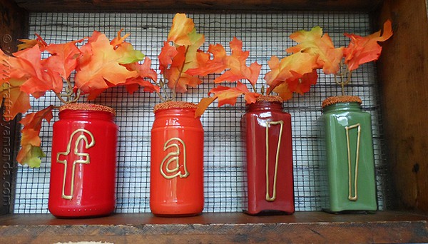 Paint Coated Jar Vases for Fall - CraftsbyAmanda.com