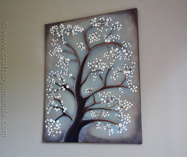 White Cherry Blossom Tree Painting - CraftsbyAmanda.com