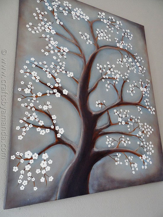 White Cherry Blossom Tree Painting - Crafts by Amanda