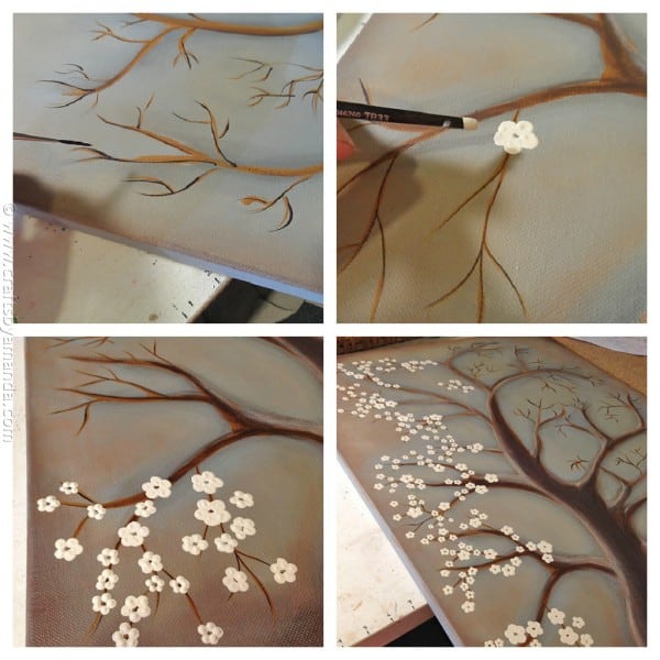 White Cherry Blossom Tree Painting (steps) - CraftsbyAmanda.com