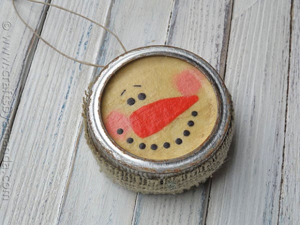 Antiqued Canning Lid Snowman - CraftsbyAmanda.com