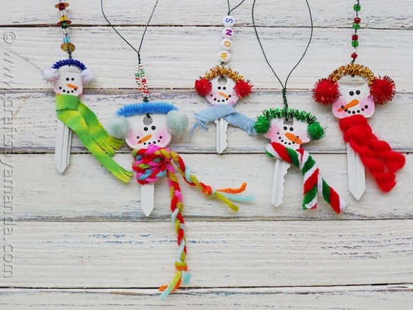 Recycled Key Snowman Ornaments - CraftsbyAmanda.com