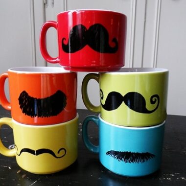 Colorful Mustache Mugs - CraftsbyAmanda.com