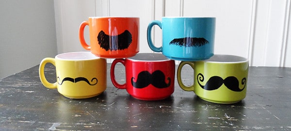 Colorful Mustache Mugs - CraftsbyAmanda.com