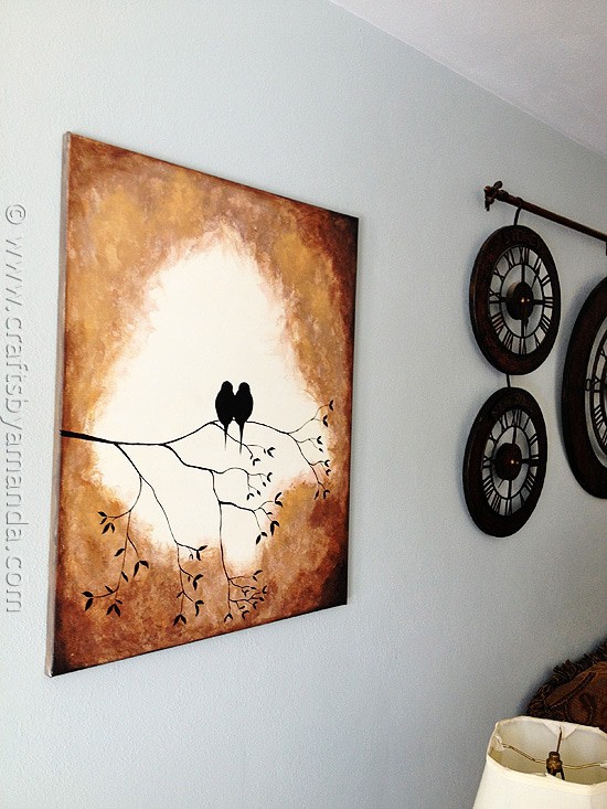 Beautiful Birds on a Branch Silhouette Painting using acrylic paint! @amandaformaro CraftsbyAmanda.com