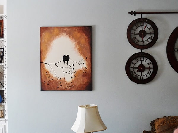 Beautiful Birds on a Branch Silhouette Painting using acrylic paint! @amandaformaro CraftsbyAmanda.com