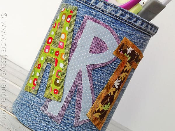 Denim Covered Pencil Can - CraftsbyAmanda.com