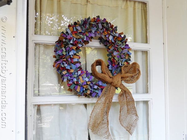 Colored Denim Scrap Wreath - CraftsbyAmanda.com @amandaformaro