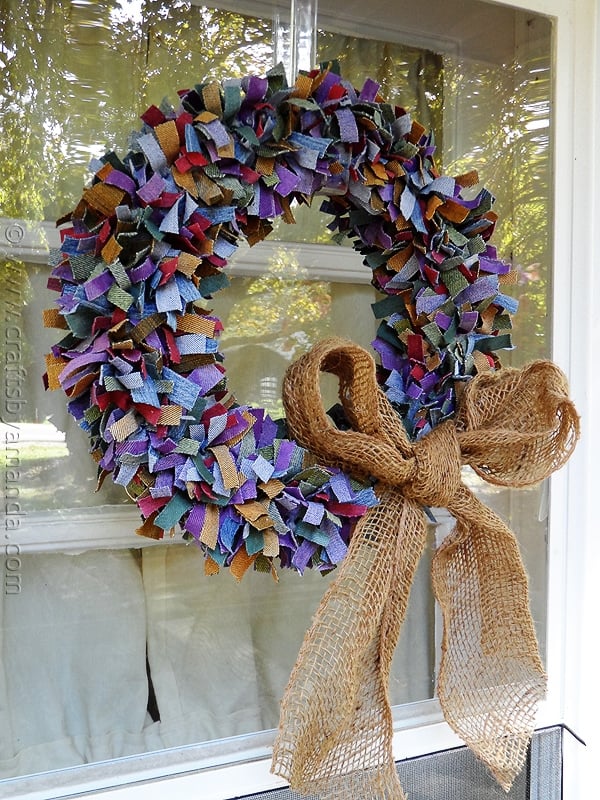 Colored Denim Scrap Wreath - CraftsbyAmanda.com @amandaformaro