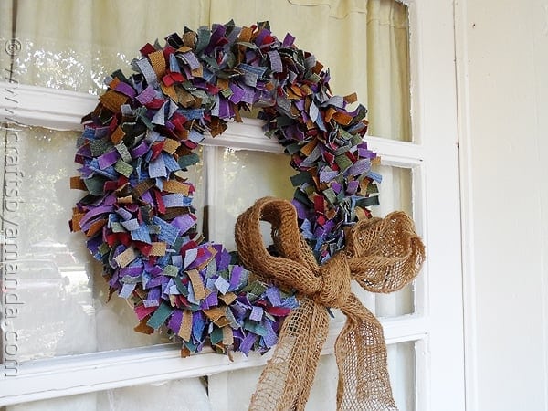 Colored Denim Scrap Wreath - CraftsbyAmanda.com @amandaformaro