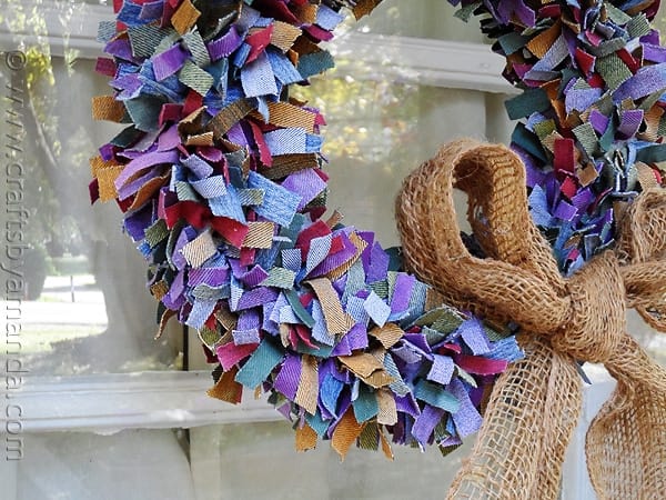 Colored Denim Scrap Wreath - CraftsbyAmanda.com @amandaformaro