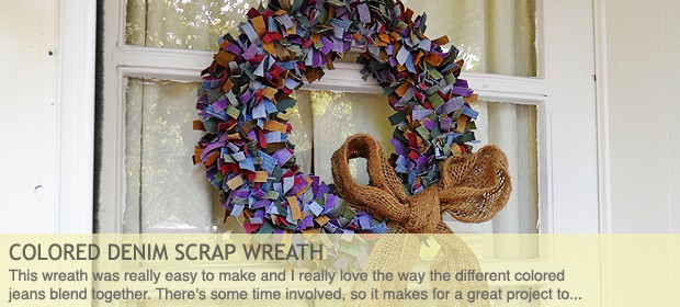 Colored Denim Scrap Wreath