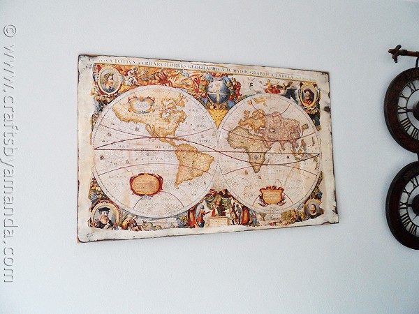 Make a Distressed Crackled Vintage Map from a poster! CraftsbyAmanda.com @amandaformaro