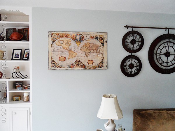 Make a Distressed Crackled Vintage Map from a poster! CraftsbyAmanda.com @amandaformaro