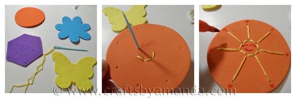 Make your own Craft Foam Sewing Cards! CraftsbyAmanda.com @amandaformaro