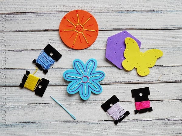 Make your own Craft Foam Sewing Cards! CraftsbyAmanda.com @amandaformaro