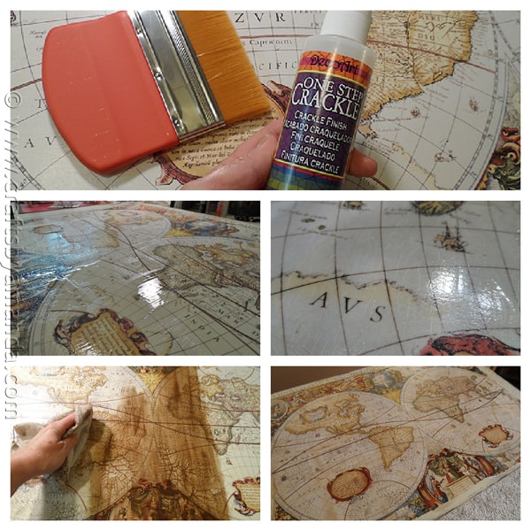 Make a Distressed Crackled Vintage Map from a poster! CraftsbyAmanda.com @amandaformaro