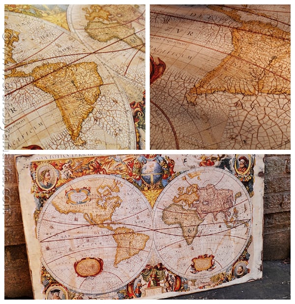 Make a Distressed Crackled Vintage Map from a poster! CraftsbyAmanda.com @amandaformaro