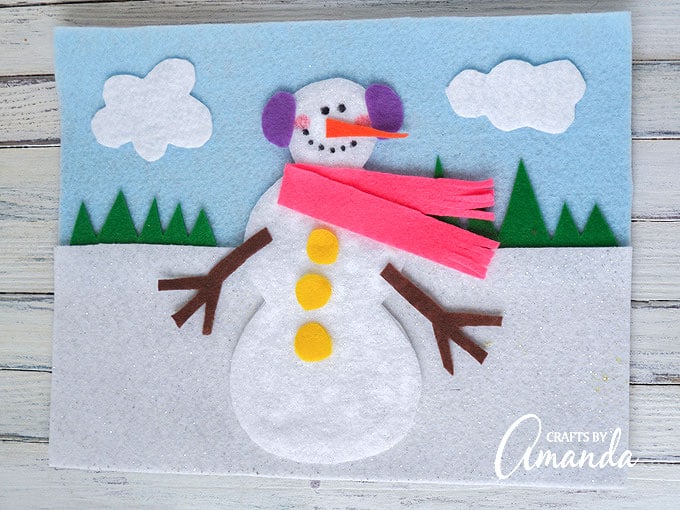 Adorable felt snowman board