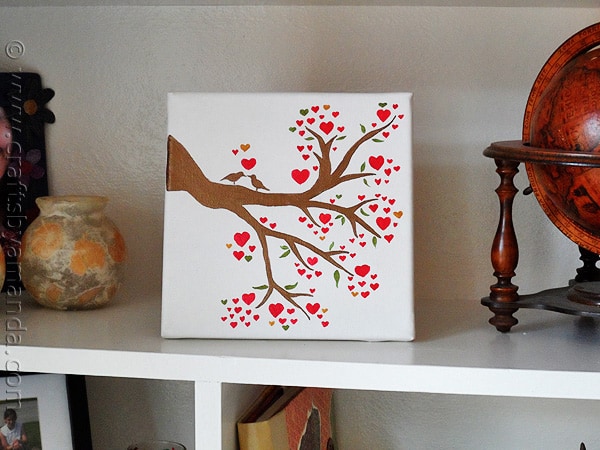 Birds on a Branch: Love Birds in a Heart Tree on Canvas - CraftsbyAmanda.com @amandaformaro