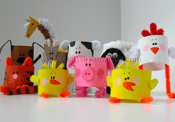 Cardboard Tube Farm Animals - CraftsbyAmanda.com @amandaformaro