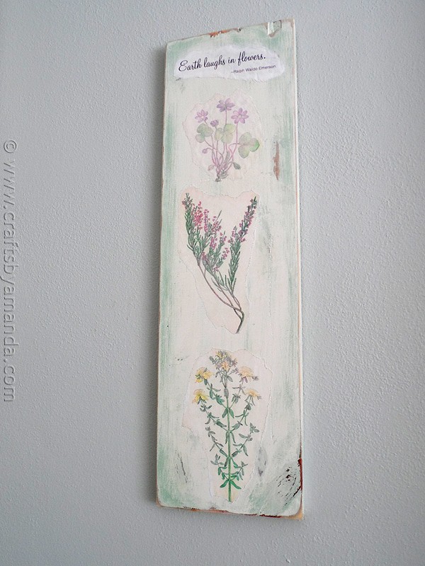 Vintage Wildflowers on Wood by CraftsbyAmanda.com @amandaformaro