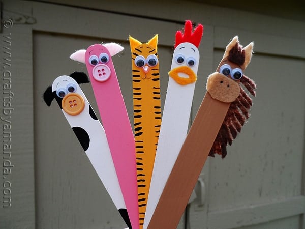 Mini Craft Stick Animal Puppets - Craftulate