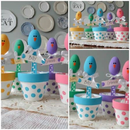 Plastic Spoon Chicks for Easter: a colorful Easter placeholder!