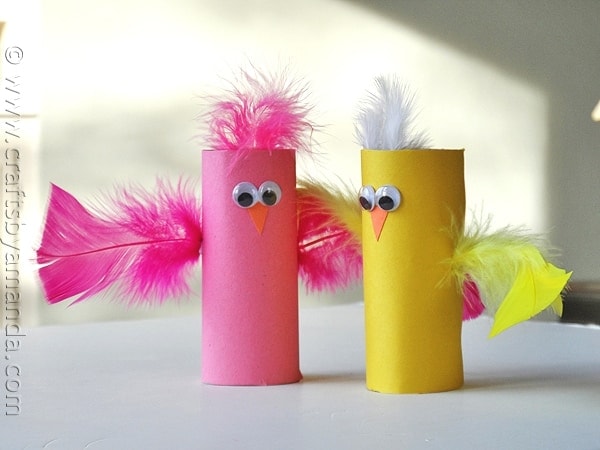 Spring Craft: Cardboard Tube Birds via CraftsbyAmanda.com @amandaformaro