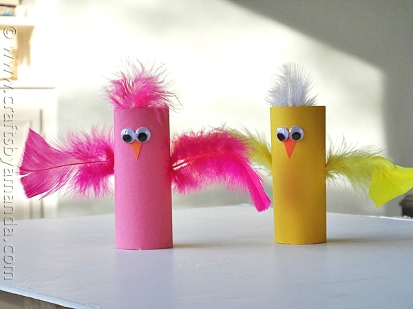 Spring Craft: Cardboard Tube Birds via CraftsbyAmanda.com @amandaformaro