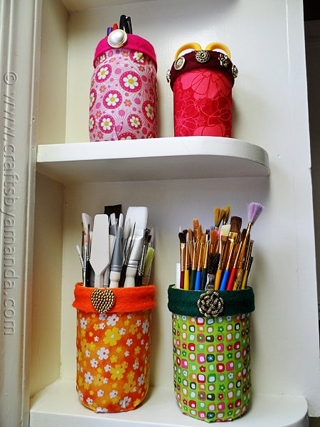 Mod Podge Fabric Jars via CraftsbyAmanda.com @amandaformaro