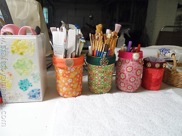 Mod Podge Fabric Jars via CraftsbyAmanda.com @amandaformaro