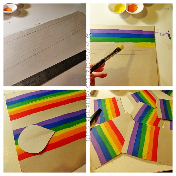 Rainbow Crafts: Cloud and Rainbow Raindrops from CraftsbyAmanda.com @amandaformaro