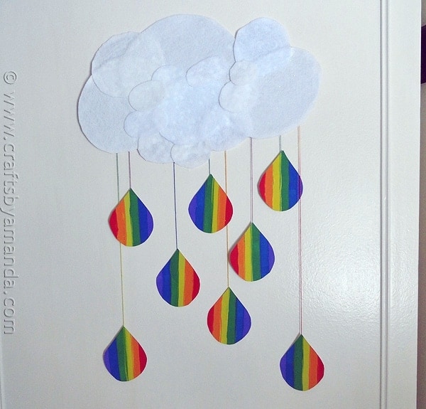 Rainbow Crafts: Cloud and Rainbow Raindrops from CraftsbyAmanda.com @amandaformaro