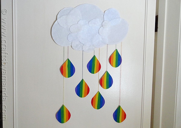 Rainbow Crafts: Cloud and Rainbow Raindrops from CraftsbyAmanda.com @amandaformaro