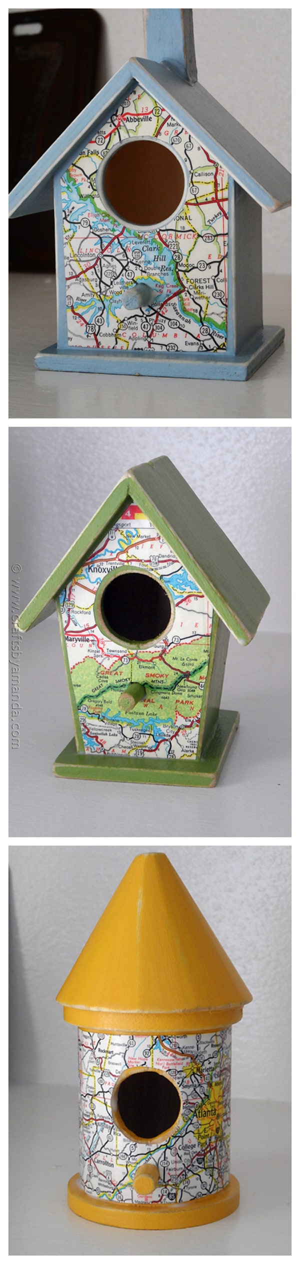 Road Map Birdhouses from CraftsbyAmanda.com @amandaformaro