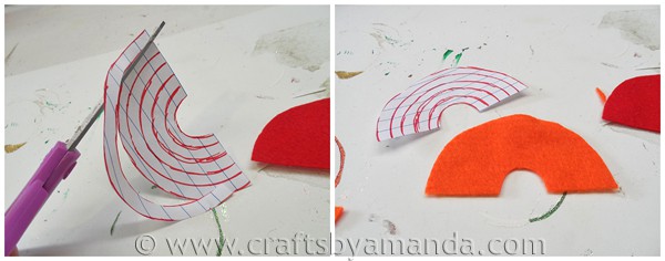 Rainbow Crafts: Layered Felt Rainbow Magnet at CraftsbyAmanda.com @amandaformaro