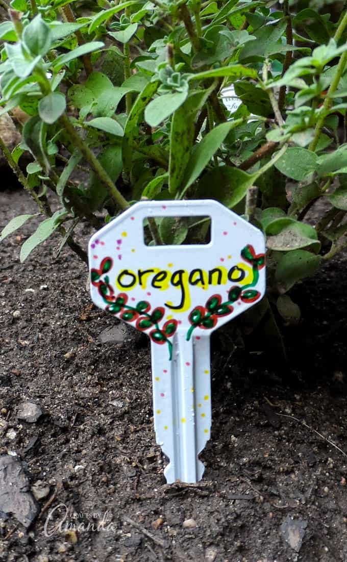 Recycled Key Garden Markers Oregano
