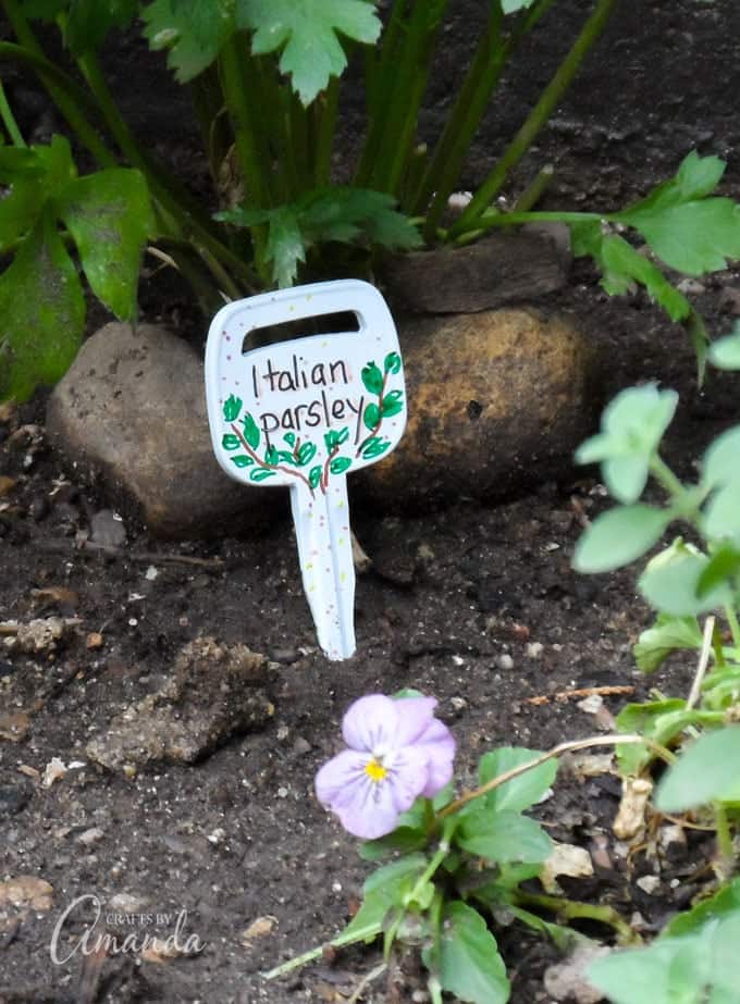 Recycled Key Garden Markers- Italian Parsley