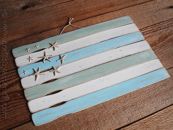 coastal themed beach flag with starfish