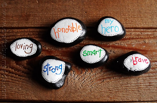 Painted stones with words