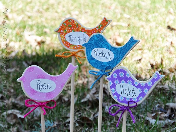 Birdy Flower Markers for Your Garden at CraftsbyAmanda.com @amandaformaro