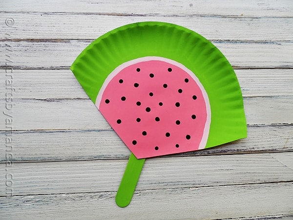 Paper Plate Watermelon Fan at CraftsbyAmanda.com @amandaformaro