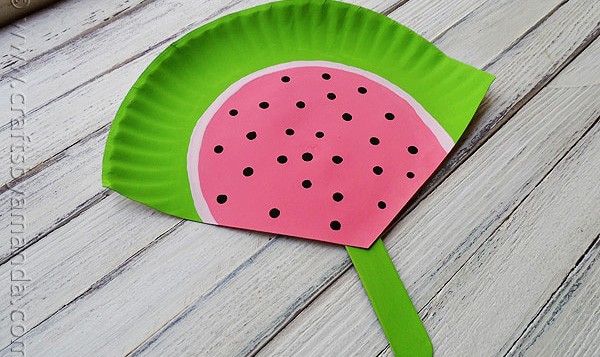 Watermelon Fan Craft with Paper - Easy Crafts For Kids