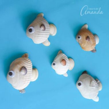 Turn your beach findings into a cute seashell fish craft this summer. Hang the seashell fish in a shadowbox for a fun memento to look back on.