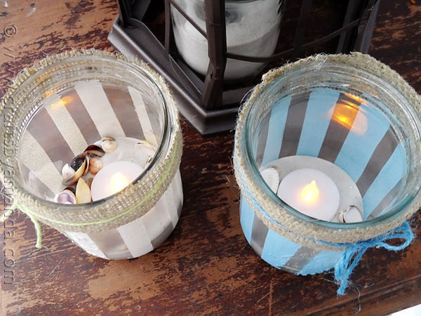 Striped Beach Luminaries at CraftsbyAmanda.com @amandaformaro