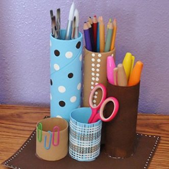 Recycled Cardboard Tube Desk Caddy - Crafts by Amanda